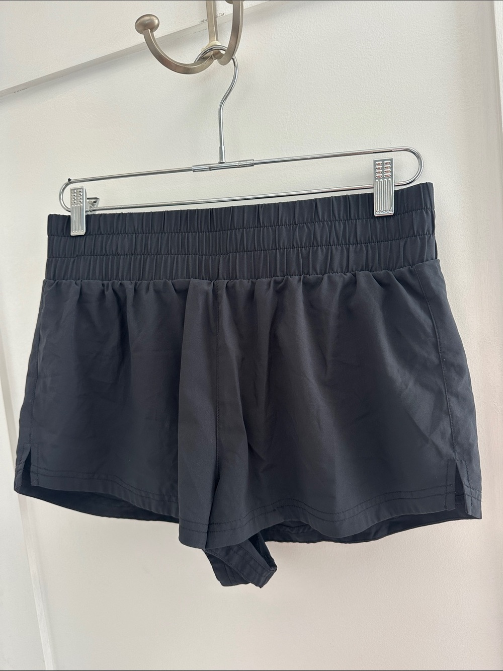 Varley Black Athletic Shorts with Smocked Waist